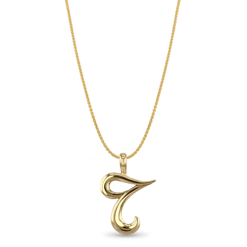 Initial T Love Letter Pendant Catherine Best Dev 9ct Yellow Gold Pendant on a 18 chain 