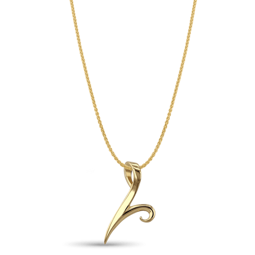 Initial V Love Letter Pendant Catherine Best Dev 9ct Yellow Gold Pendant on a 18
