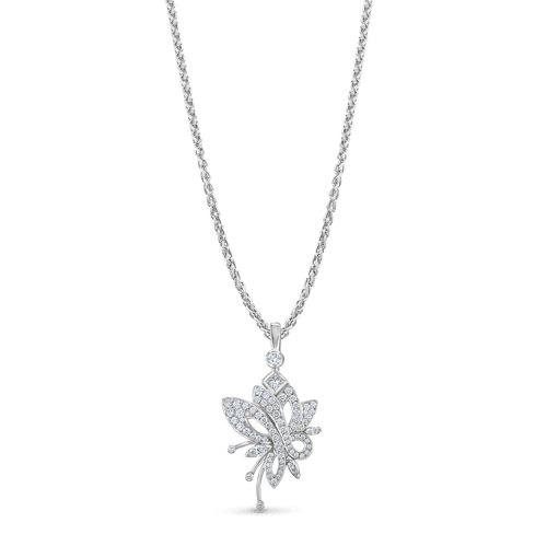Flutterby Handmade Diamond Pendant in Platinum Catherine Best Dev Pendant on a 18
