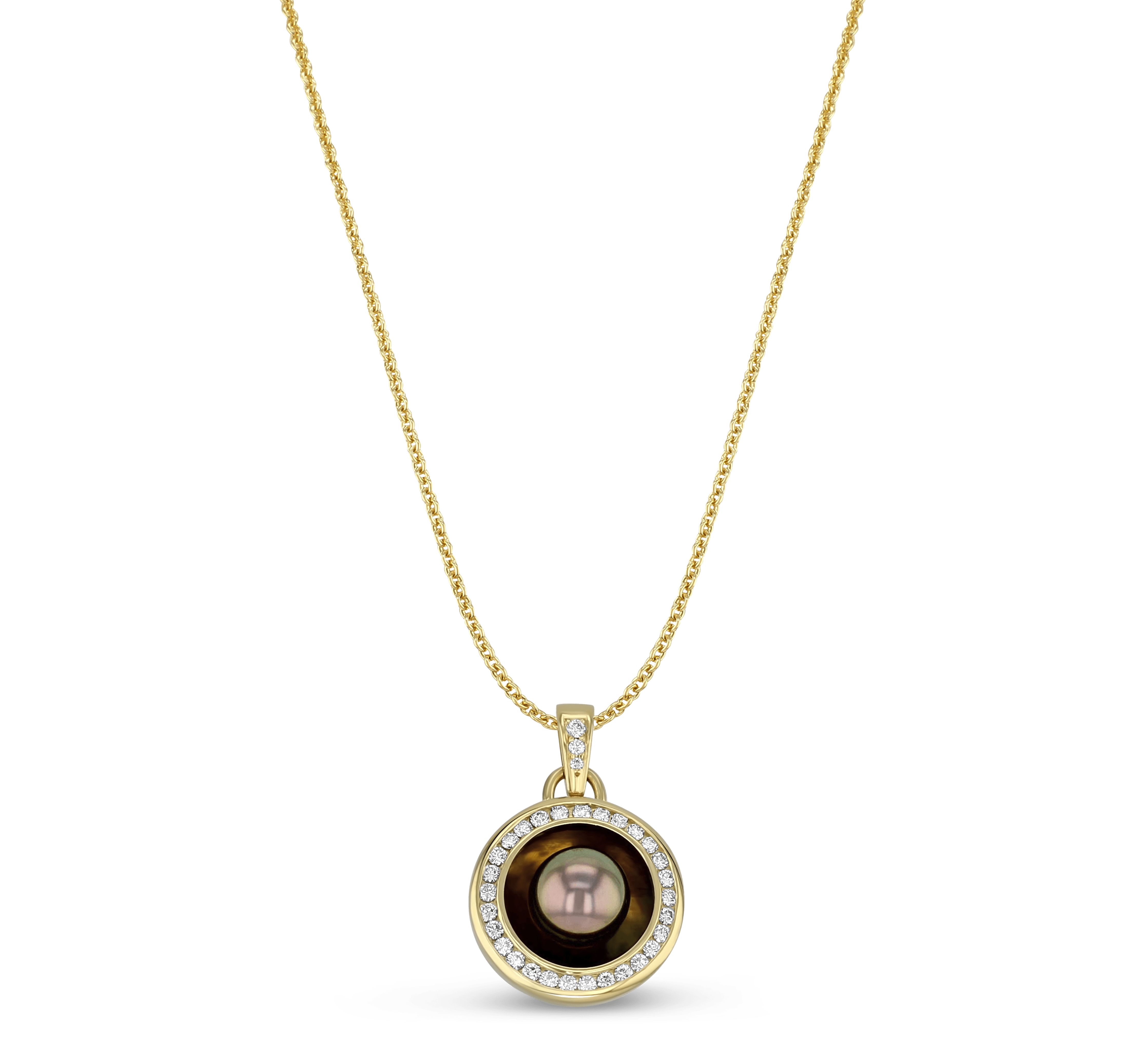 Reflections X 18ct Yellow Gold Handmade Tahitian Pearl and Diamond Pendant Catherine Best Dev Pendant 