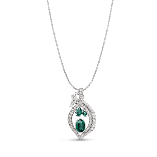 Emerald Isle. Emerald Pendant in 18ct White Gold and Diamond Catherine Best Dev Pendant on a 18 chain 
