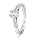 Minerva Ring Catherine Best Dev 6 Claw with Diamond Set Shoulders Platinum 0.70ct D Vs2