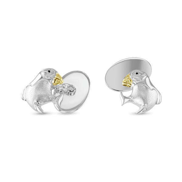 Silver and Gold Plated Puffin Cufflinks Catherine Best Dev 