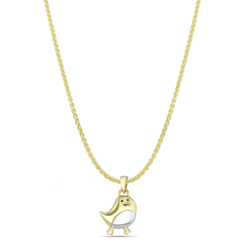 Fred the Robin Large Pendant Catherine Best 18ct Yellow Gold and Rhodium Plate Pendant on a 18