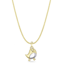 Fred the Robin Large Pendant Catherine Best 9ct Yellow Gold and Rhodium Plate Pendant on a 18
