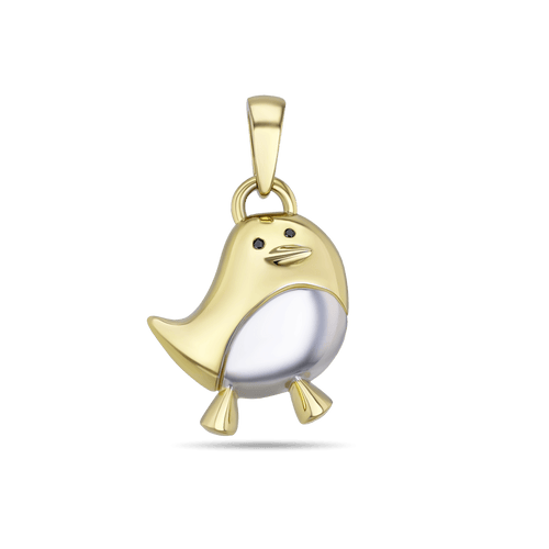 Fred the Robin Large Pendant Catherine Best 9ct Yellow Gold and Rhodium Plate Pendant 