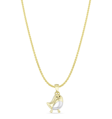 Fred the Robin Pendant Catherine Best 18ct Yellow Gold and Rhodium Plate Pendant on a 18